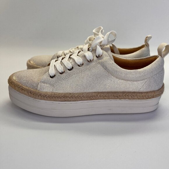 Jack Rogers Mia Platform Sneaker Size 9.5M White Gold Espadrille Style Casual - Picture 5 of 14